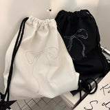 リボンラインストーンナップザック