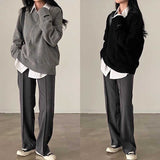 ワンポイントタグVネックニット