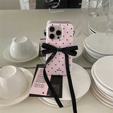 【iPhone17対応】ドットリボンフレンチiPhoneケース