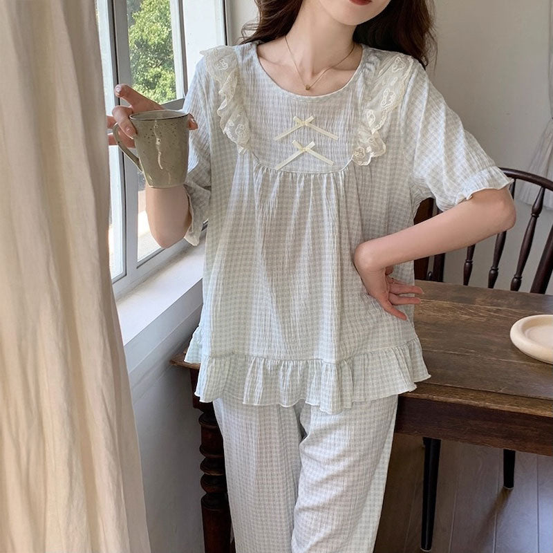 フリルギンガムフレンチルームウェア