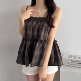 ダークチェックティアードキャミソール