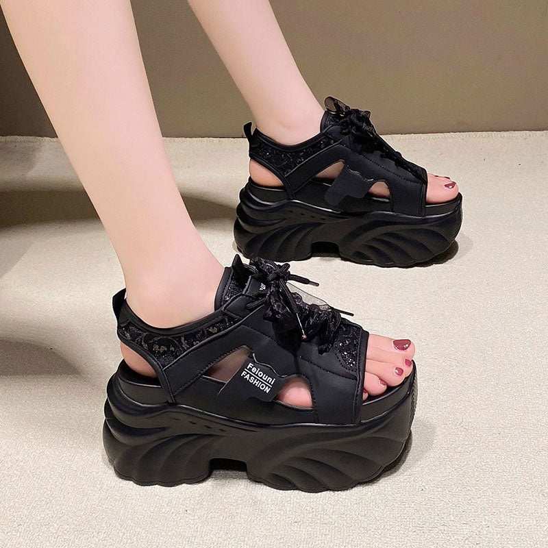 シアーリボンレーススポーツサンダル