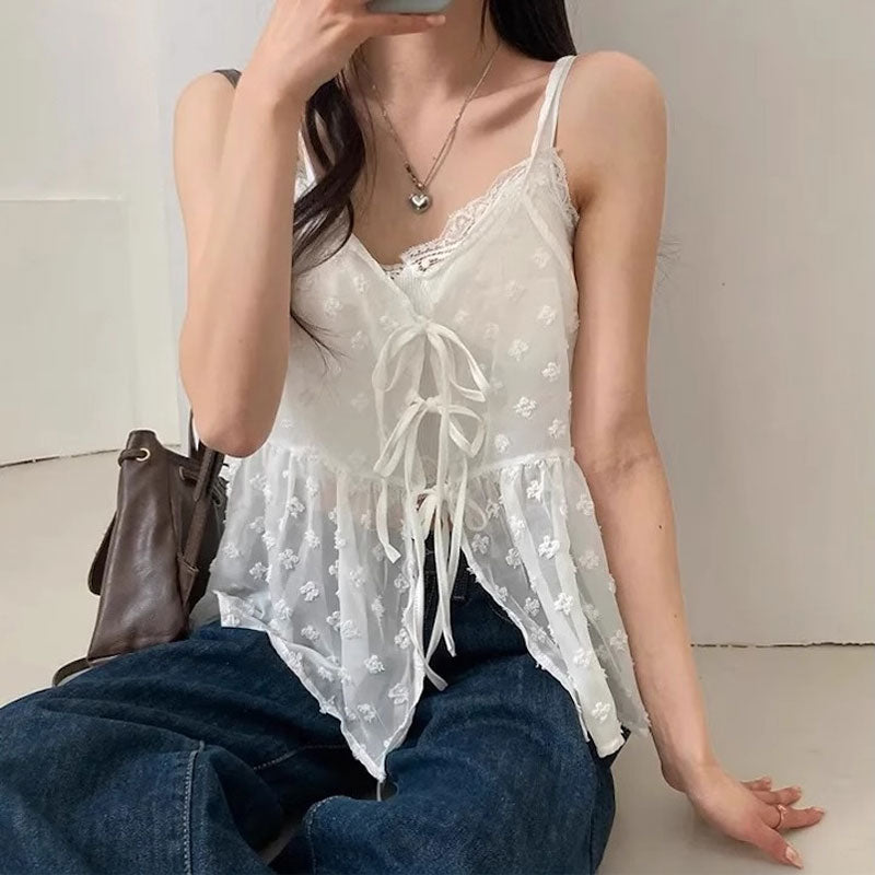 フラワーシースルーチュニックキャミソール