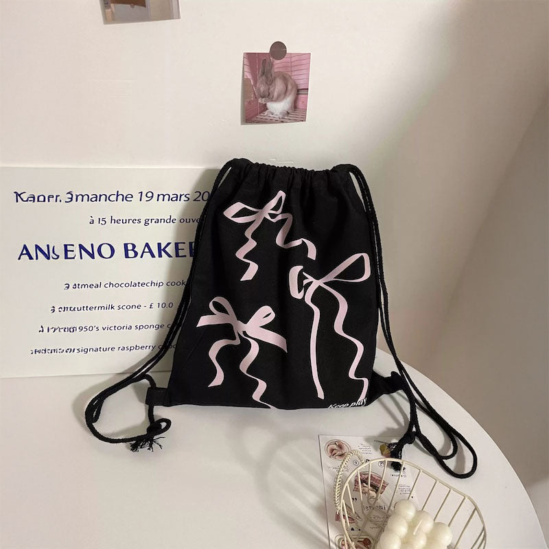 リボンプリントナップザック