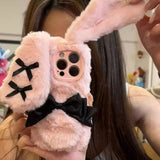 ブラックピンクバニーぬいぐるみiPhoneケース