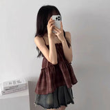 ダークチェックティアードキャミソール