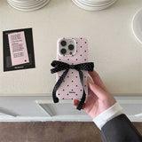 【iPhone17対応】ドットリボンフレンチiPhoneケース