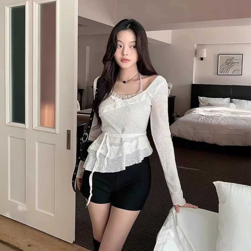 アシンメトリーカシュクールトップス