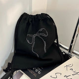 リボンラインストーンナップザック