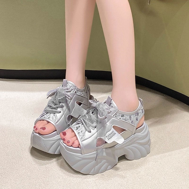 シアーリボンレーススポーツサンダル