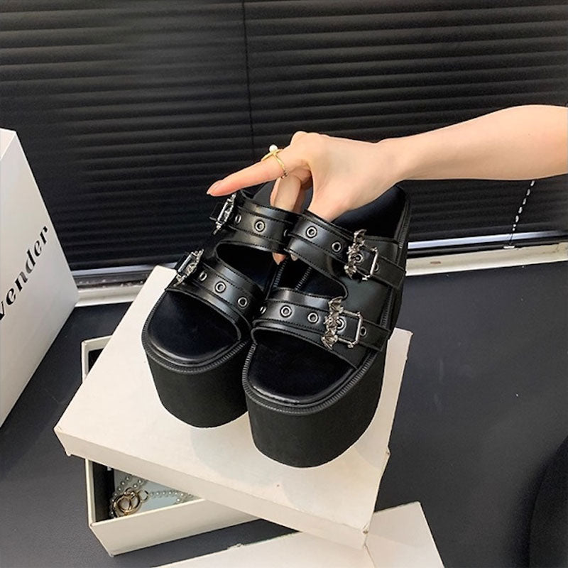 レディシックハイソールサンダル