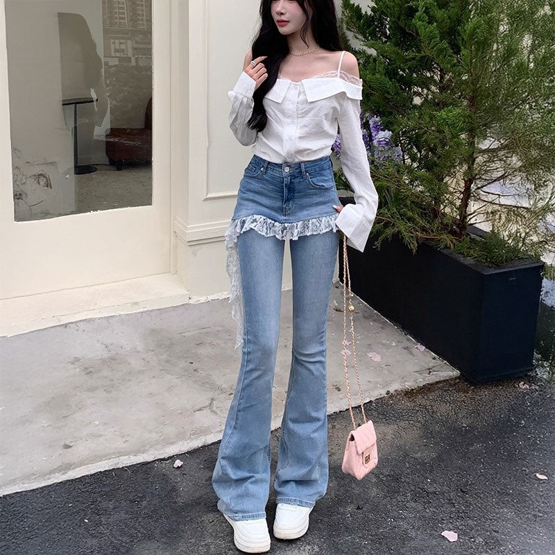 フェイクスカートアシンメトリーフリルデニム