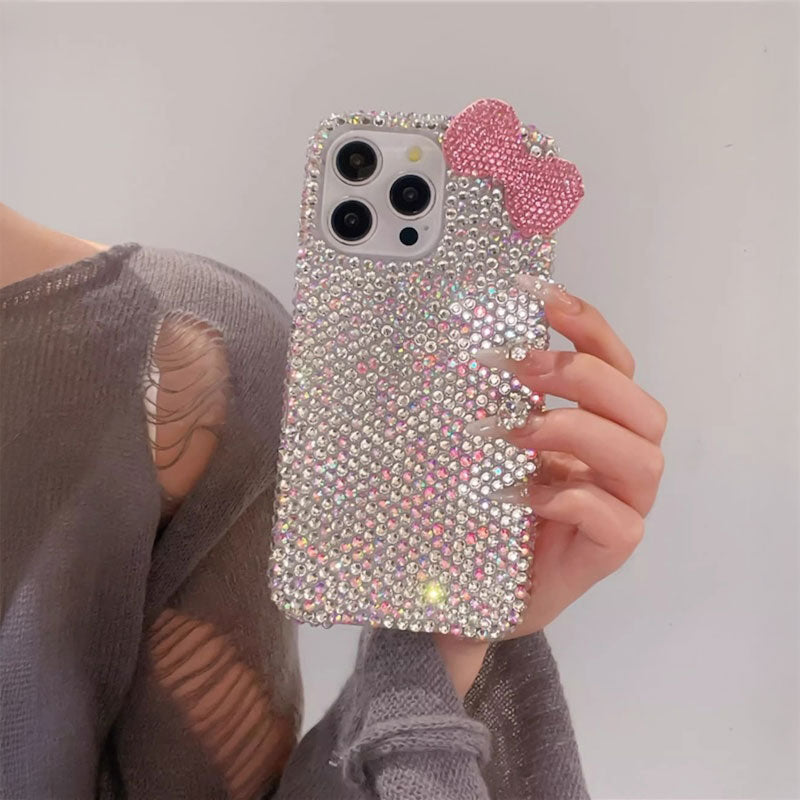 【iPhone17対応】ギャルリボンラインストーンiPhoneケース