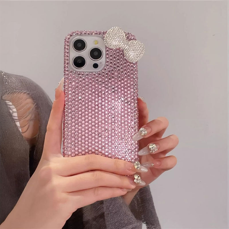 【iPhone17対応】ギャルリボンラインストーンiPhoneケース