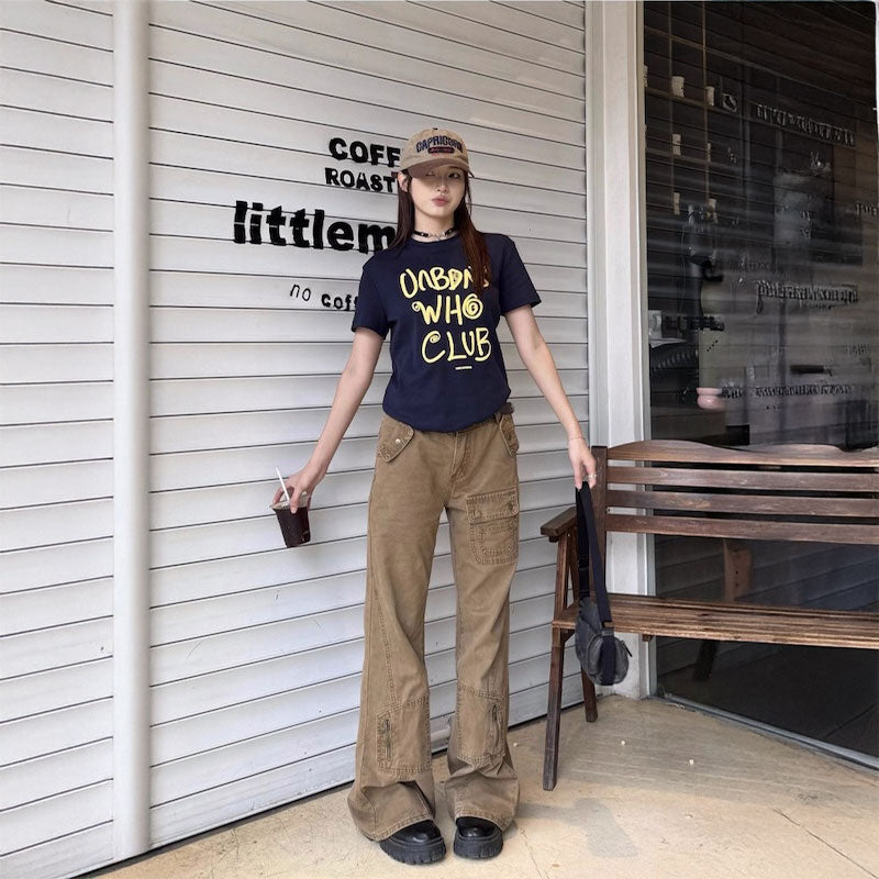 スリムフィットフレアカーゴパンツ