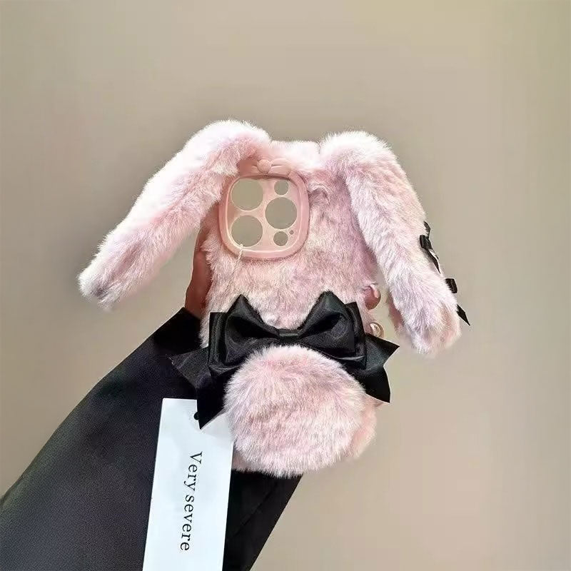 ブラックピンクバニーぬいぐるみiPhoneケース