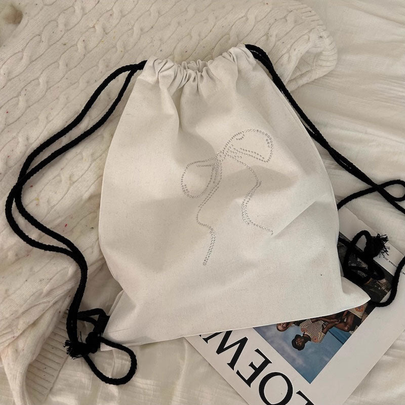 リボンラインストーンナップザック