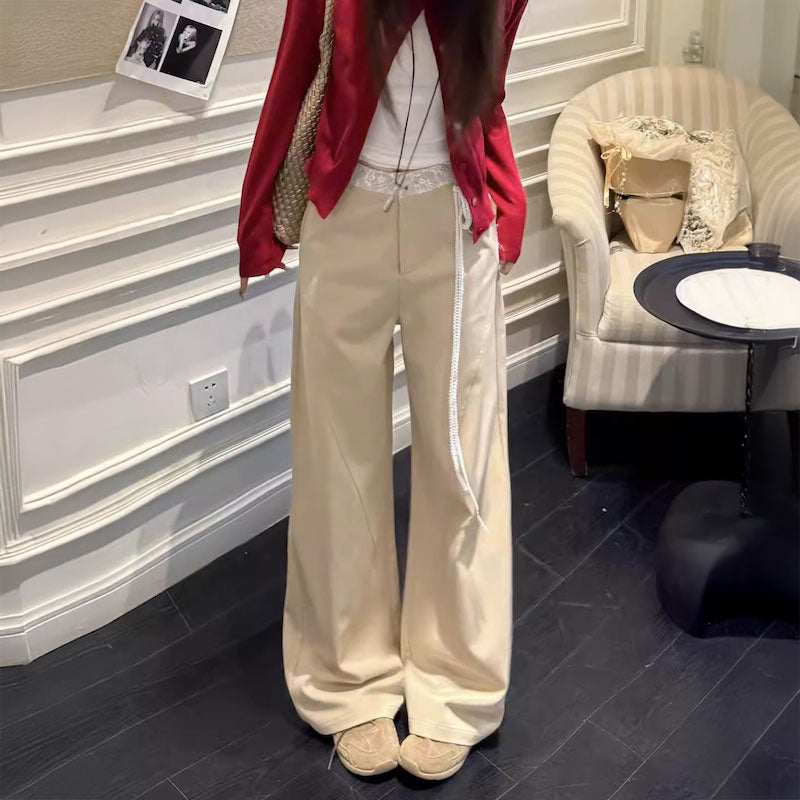 レースリボンワイドチノパンツ