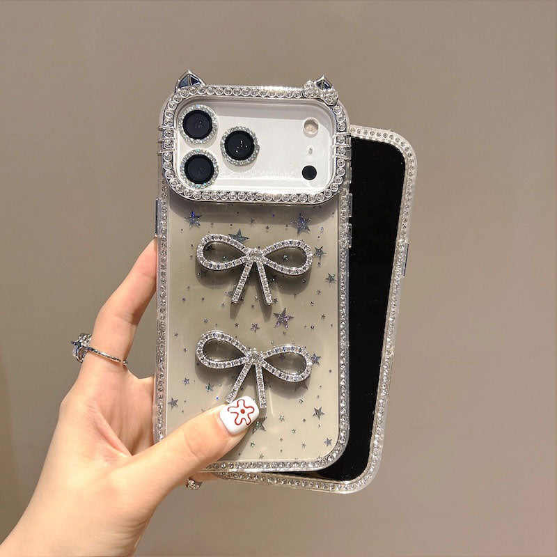 【iPhone17対応】猫耳カラーリボンiPhoneケース