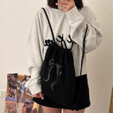 リボンラインストーンナップザック