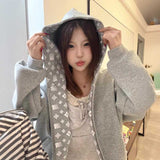 ライニングパターングレーパーカー