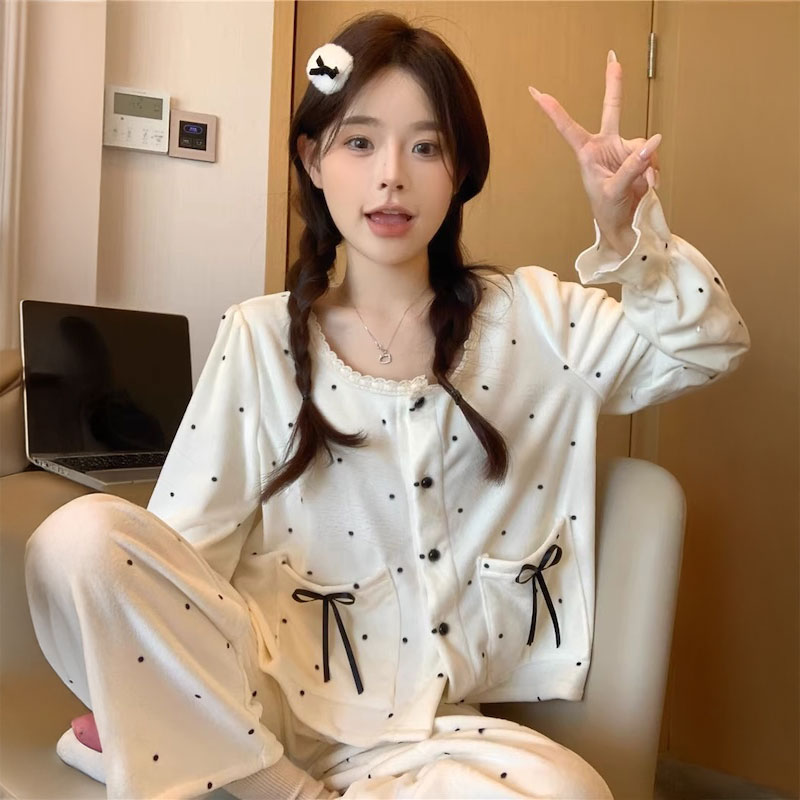 フレンチドットリボンルームウェア