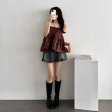 ダークチェックティアードキャミソール