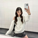 ワンショルダーローゲージニット