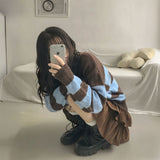 ブルーブラウンボーダーニット