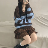 ブルーブラウンボーダーニット