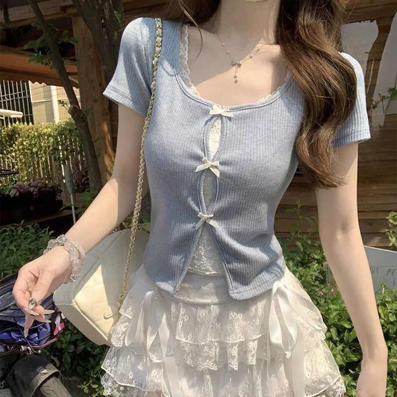 ミニリボンソフトリブトップス