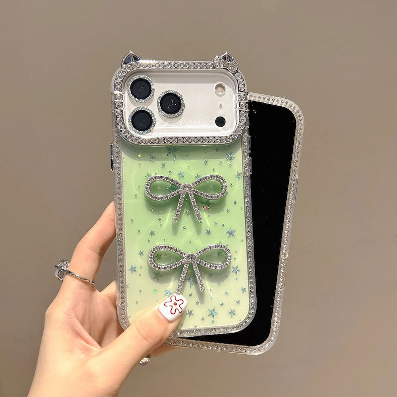 【iPhone17対応】猫耳カラーリボンiPhoneケース