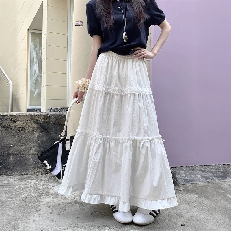 ミニリボンティアードロングスカート