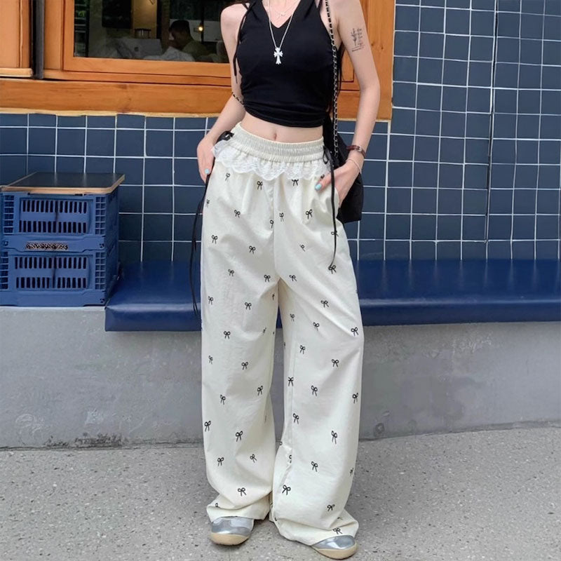 リボンパターンレースパンツ