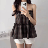 ダークチェックティアードキャミソール