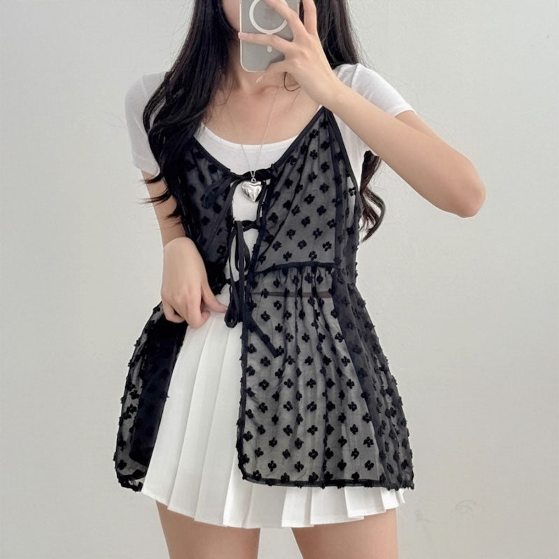 フラワーシースルーチュニックキャミソール