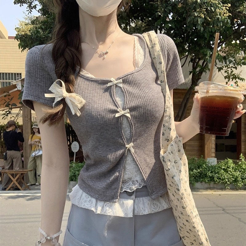 ミニリボンソフトリブトップス