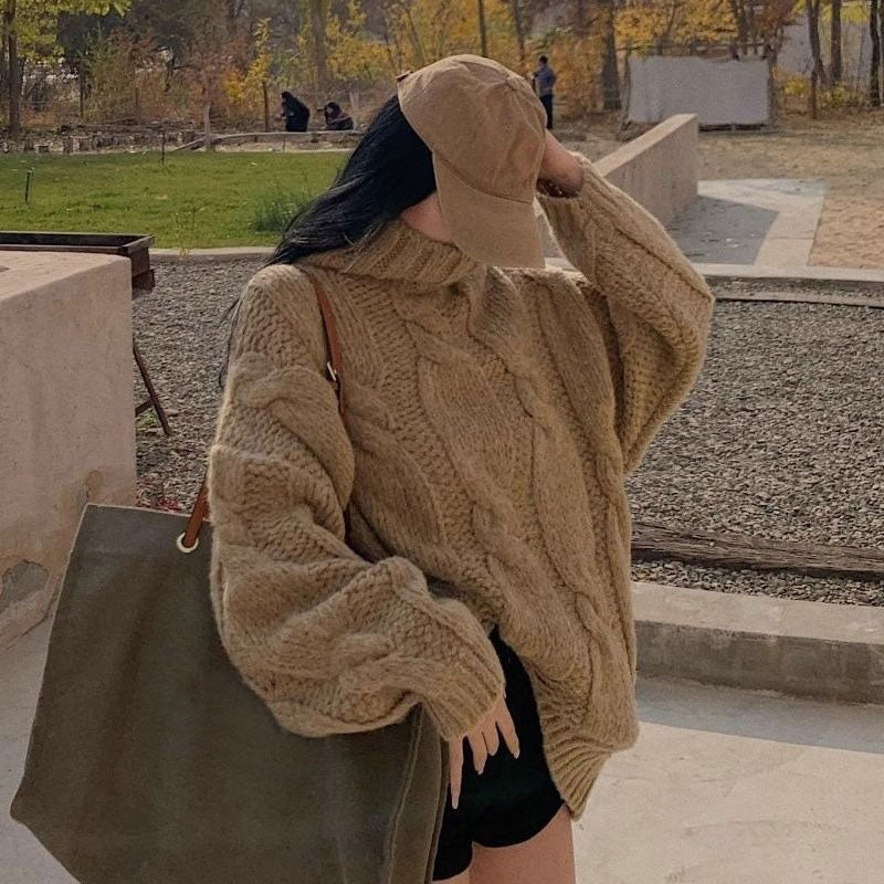 ローゲージケーブルオーバーニット