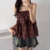 ダークチェックティアードキャミソール