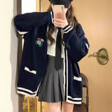 トリムホワイトネイビーカーディガン