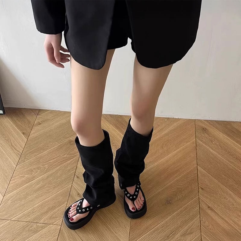 スウェードレッグウォーマーサンダル