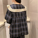 タータンチェックフリルルームウェア