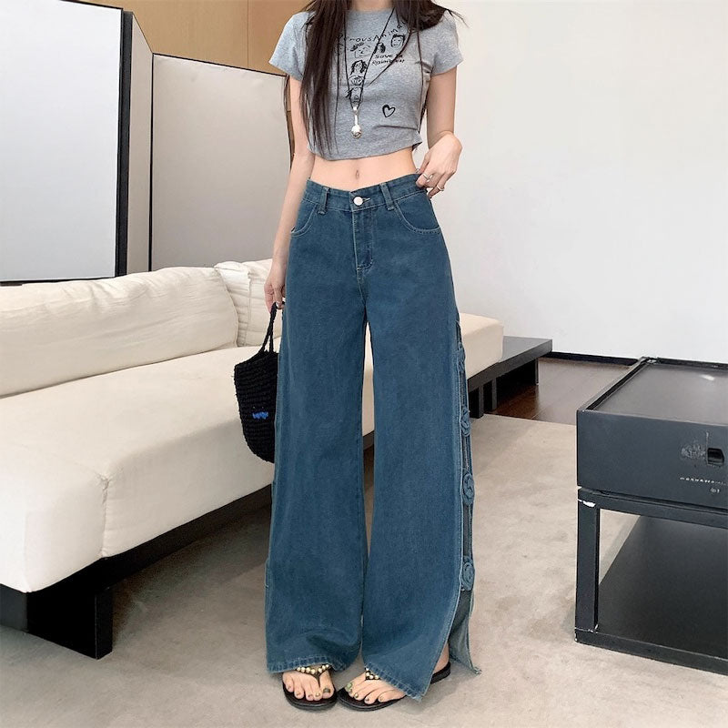 ローズスリットワイドデニム