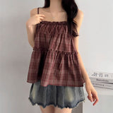 ダークチェックティアードキャミソール