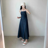 サイドボタンデニムマキシワンピース