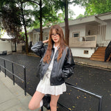 シンプルレザーブルゾン