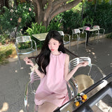 ホルダーネックドロストバルーンワンピース