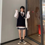 トリコロールアクセントニットベスト