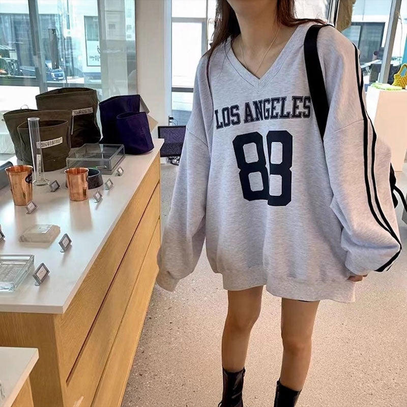 Vネックトラックナンバースウェット