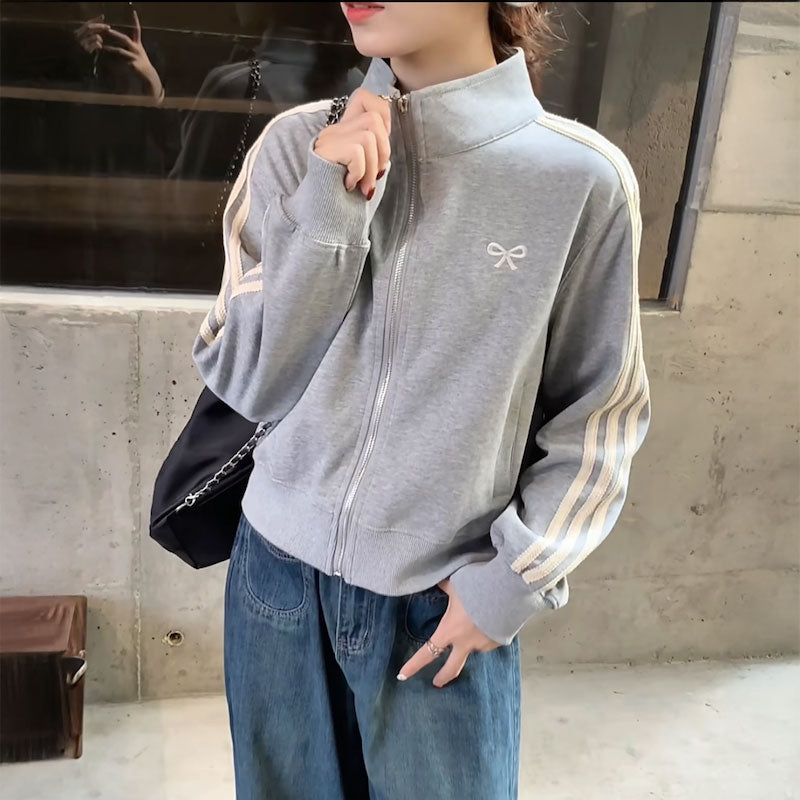 リボン刺繍トラックブルゾン